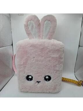 NaNaNa Surprise Pink Bunny Plush Crossbody Bag with Chain Strap